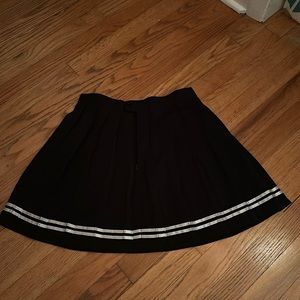 Shein black skirt, medium, double white striped hem, button-up